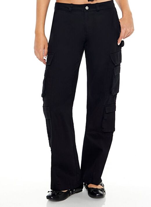 Twill-Low-Rise Kargo Pantolon 4