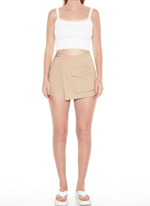 Twill Kargo Wrap Şort Etek 3