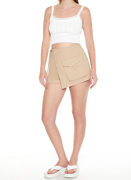 Twill Kargo Wrap Şort Etek 4