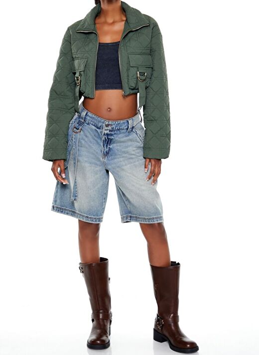 Kapitone Crop Bomber Ceket 3