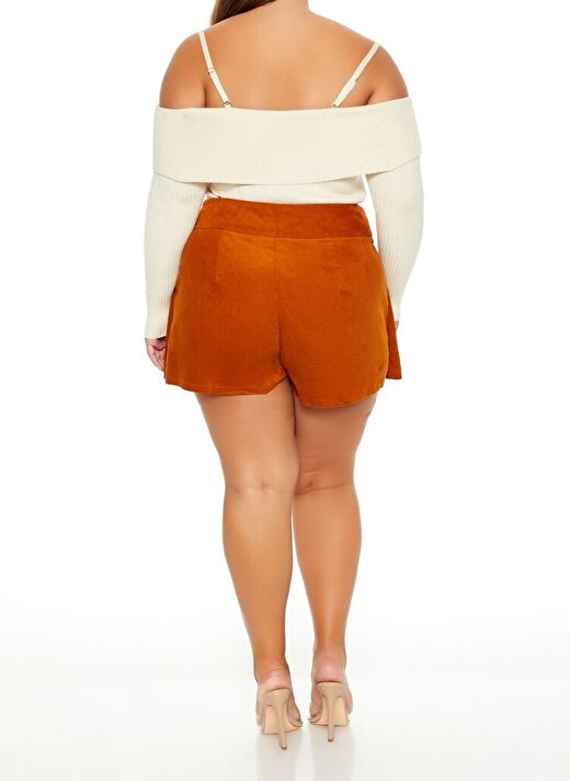 Plus Size Kadife Mini Şort Etek 1