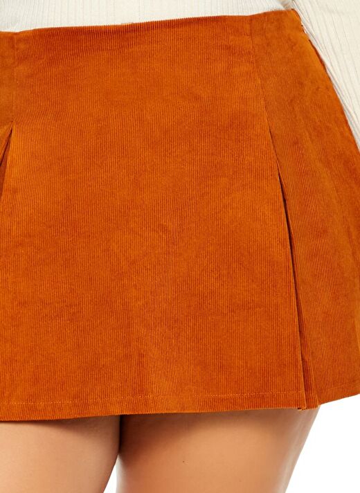 Plus Size Kadife Mini Şort Etek 3