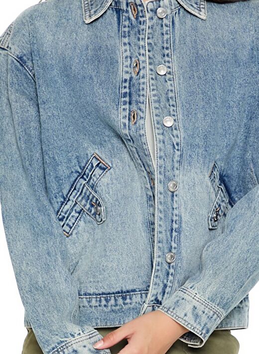 Zımbalı Denim Bomber Ceket 3