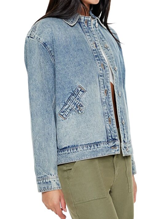 Zımbalı Denim Bomber Ceket 4