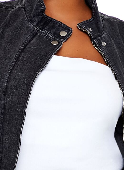 Plus Size Denim Bomber Ceket 3