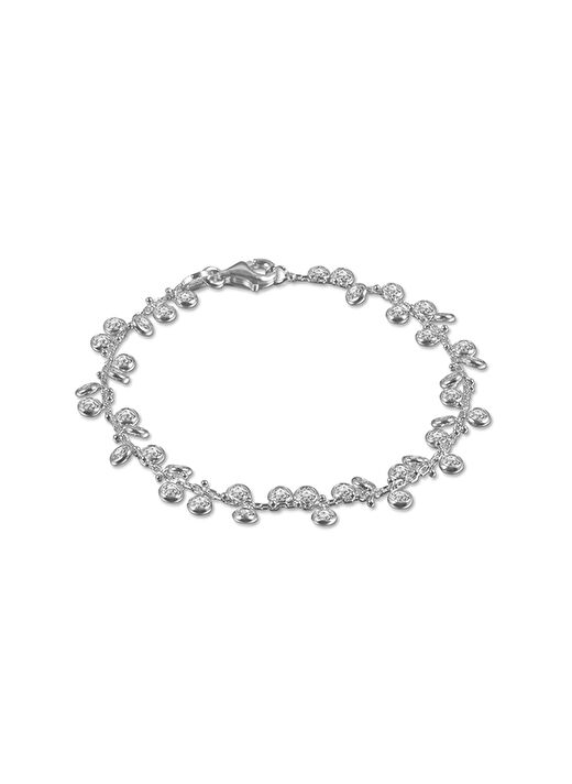 Ecrin Sallantılı Mini Taşlı Bileklik 1 mikron 18 Ayar Altın/Rodyum Kaplama (925 A.Gümüş Üzerine) 1