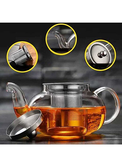 Epinox Coffee Tools Borosilikat Çelik Süzgeç Demlik 800 Ml, ) - Çelik Süzgeç (CD-800M) 3