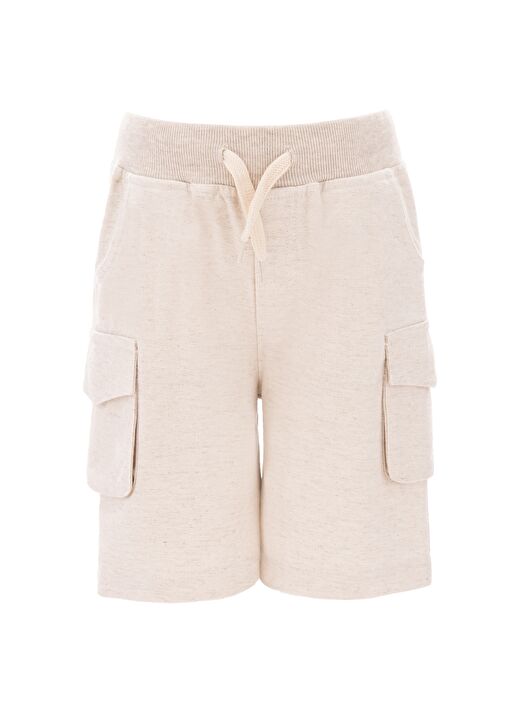 Düz Renkli Krem Chino Bermuda 1