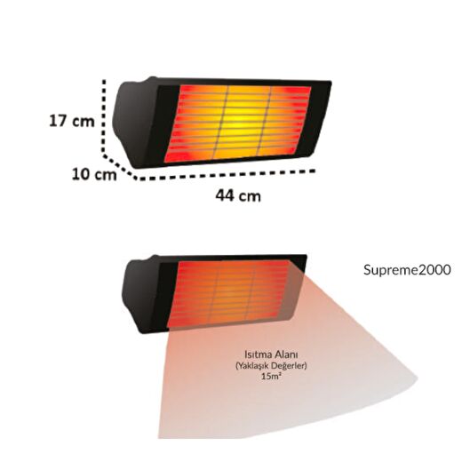HotTable Supreme 2000 Elektrikli Dış Mekan Isıtıcı  | Rehome  3