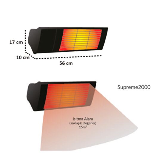 HotTable Supreme 2000 Plus Elektrikli Dış Mekan Isıtıcı | Rehome 3