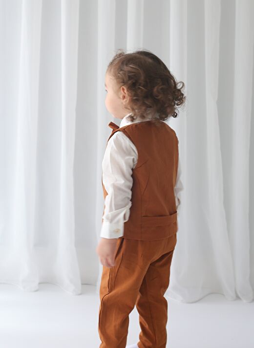 Kahve Yelekli Askılı Takım 4'lü Set 4