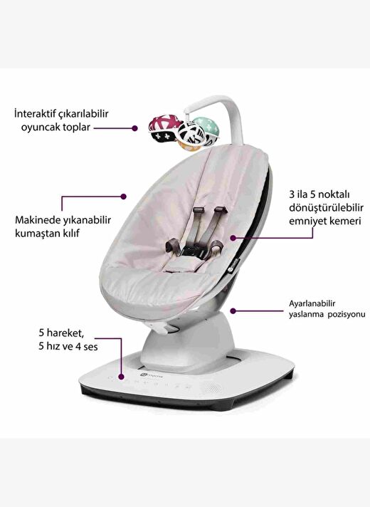 4Moms Mamaroo 5.0 App Mesh Grey 3