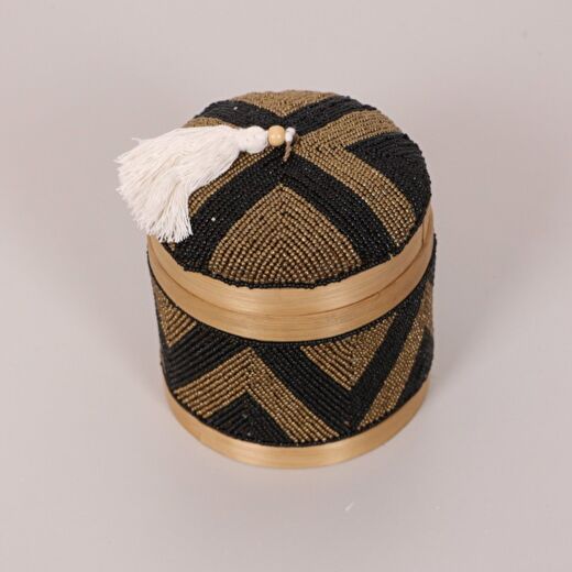 Bali Boncuklu Bambu Saklama Kutusu S 12x14 cm 3