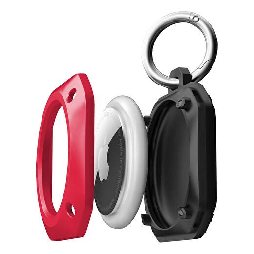 Buff TagSafe ProShield Taşınabilir Anahtarlık AirTag Kılıf Red 3