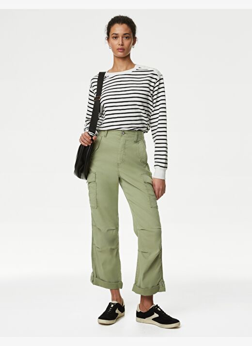 Lyocell™ Straight Leg Crop Kargo Pantolon 1