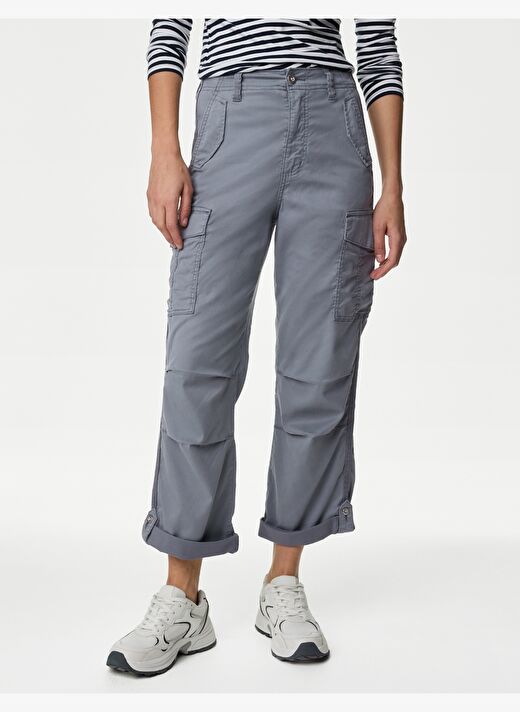 Lyocell™ Straight Leg Crop Kargo Pantolon 2