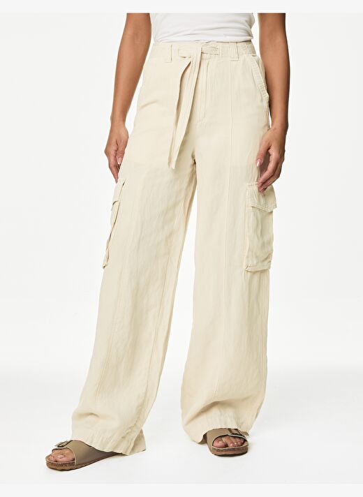 Wide Leg Keten Kargo Pantolon 3