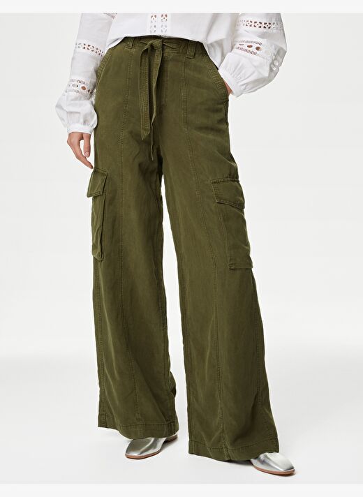 Wide Leg Keten Kargo Pantolon 3