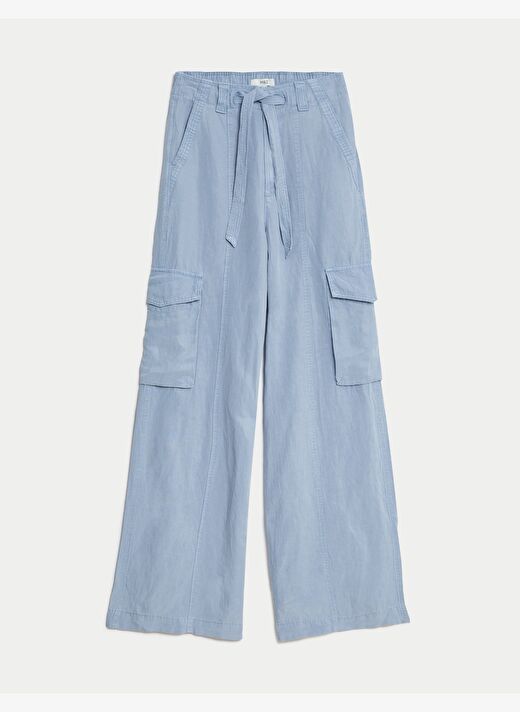 Wide Leg Keten Kargo Pantolon 4