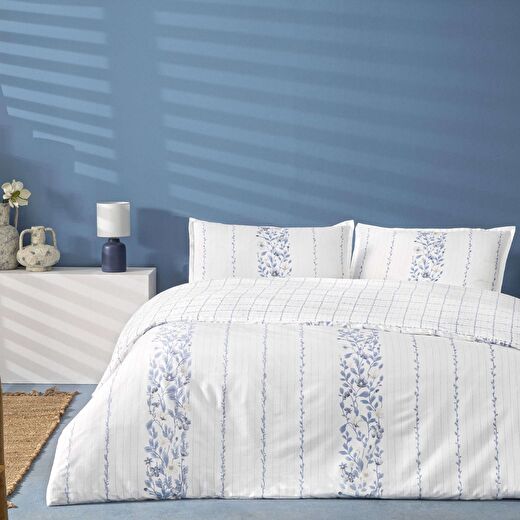 Linens Allday Pearl Pamuk Saten Çift Kişilik Nevresim Takımı Mavi 1