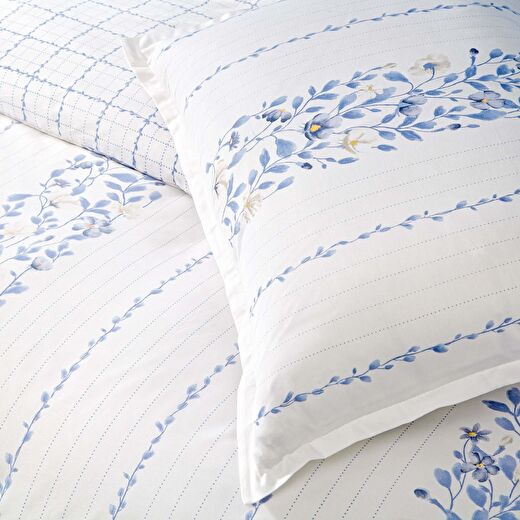 Linens Allday Pearl Pamuk Saten Çift Kişilik Nevresim Takımı Mavi 2