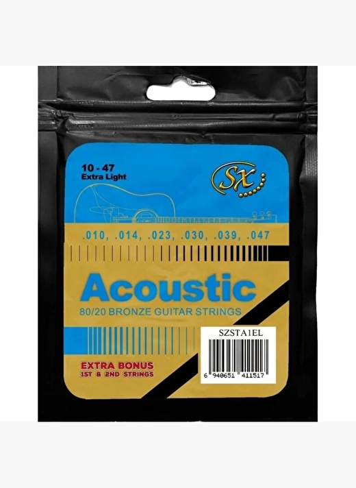 SX SZSTA1EL High-carbon Steel Core Bronze Wrap Extra Light Akustik Gitar Teli (80/20) 1
