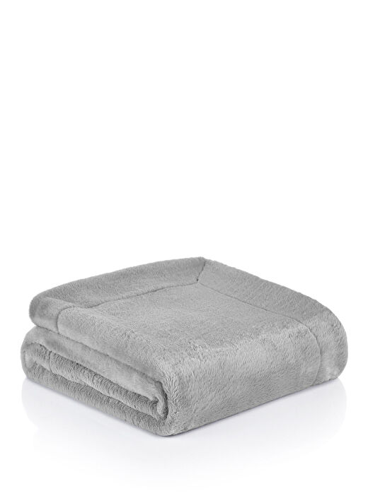 Gri Pamuklu Throw Battaniye 1