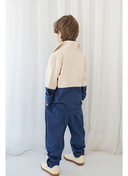 İndigo Krem Retro Ceket - Carrot Pantolon Takım 4