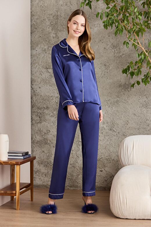 Pierre Cardin  Saten Biyeli Pijama Takımı  - 1200 1