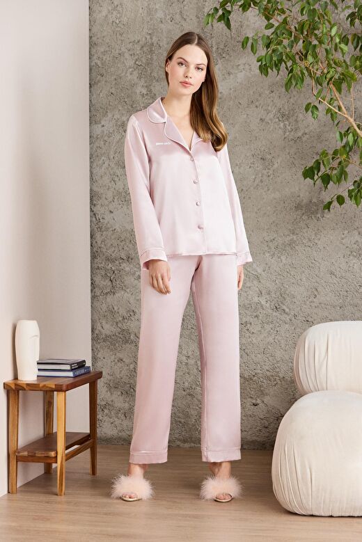 Pierre Cardin  Saten Biyeli Pijama Takımı  - 1200 1