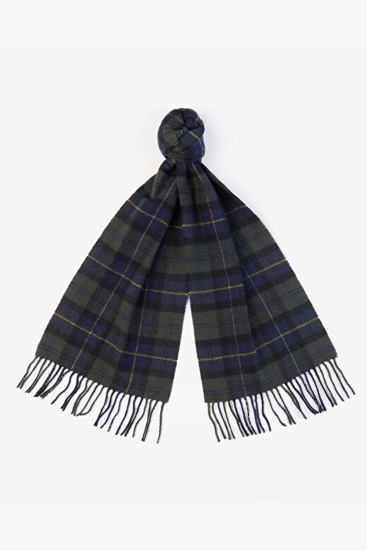 Barbour Unisex Tartan Yün Atkı (%100 Lambswool) TN28 Olive Night 1