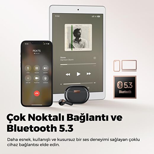 Soundpeats Air4 Pro Siyah Aptx Kablosuz Kulaklık, Bluetooth 5.3 Hibrit Aktif Gürültü Önleme 2