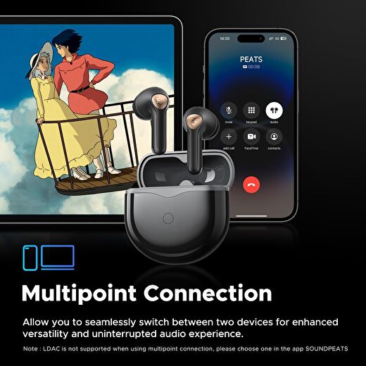 Soundpeats Air4 Lite Kulaklık Ldac Codec ile Bluetooth 5.3 Hi Res, 6 Mikrofonlu  Bluetooth Kulaklık 4