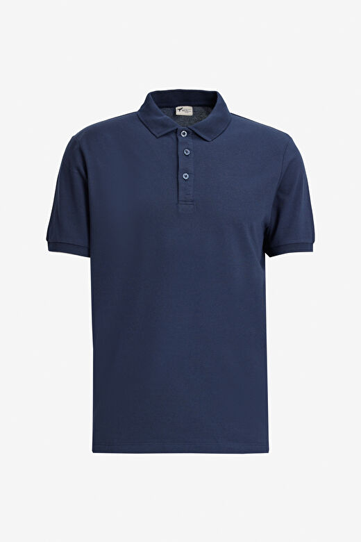Erkek ACIK LACI-SAKS-LACIVERT Slim Fit Dar Kesim 3 'lü Kıvrılmaz Polo Yaka Tişört 4
