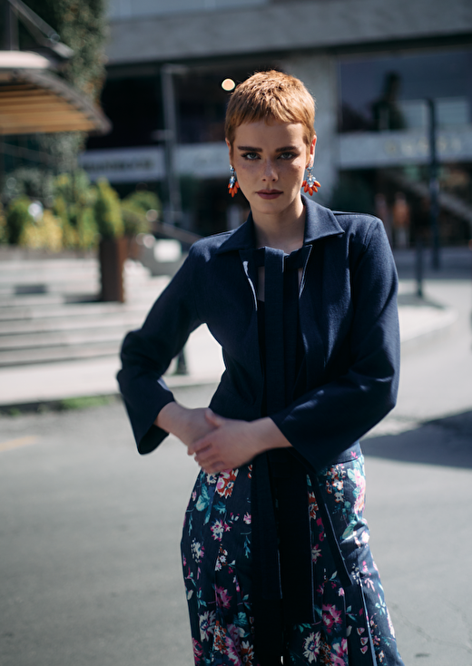 Önden Bağlamalı Kuşaklı Jean Ceket 4
