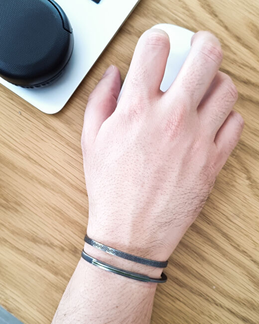 Line Haki Mineli El Yapımı Oksitlenmiş 925 Ayar Gümüş Erkek Bileklik 3