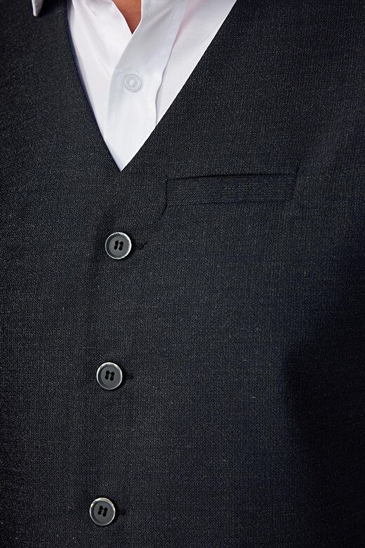 Slim Fit Dar Kesim 3 Cepli 4 Mevsim Düz Gri Erkek Yelek 4