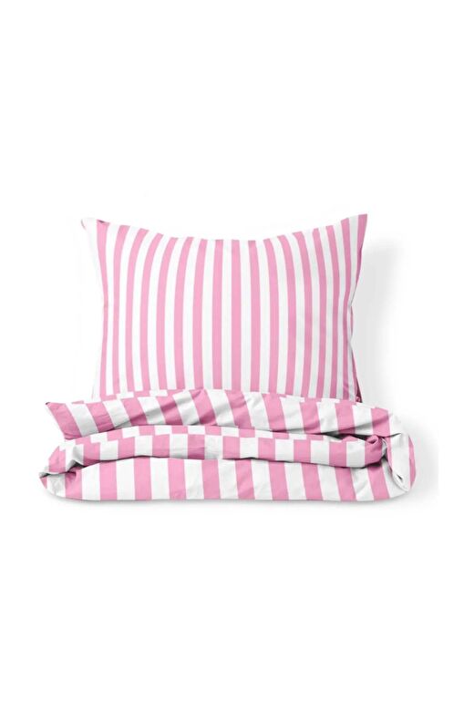 Back To Basics - Pembe Çizgili Çift Kişilik Nevresim Takımı 2