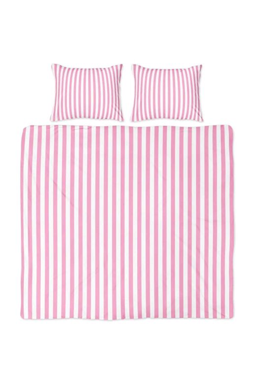 Back To Basics - Pembe Çizgili Çift Kişilik Nevresim Takımı 1