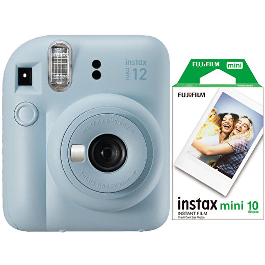 Fujifilm İnstax Mini 12 Fotoğraf Makinesi+Askı+Pil +10’lu Film  (mavi) 1