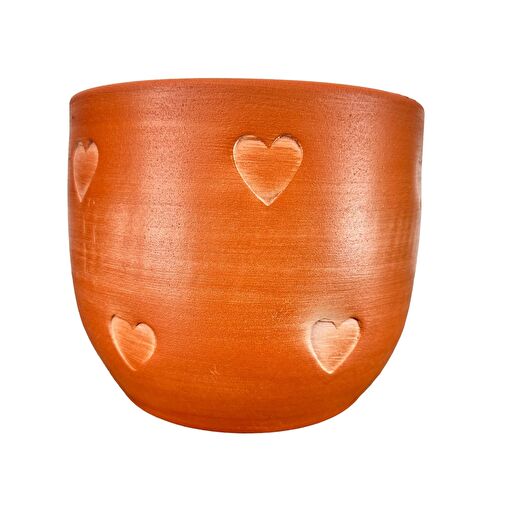 Bitki Tasarımı  Kalp Desenli Toprak Saksı Saksılık Salon Çiçeklik - 19 CM 2