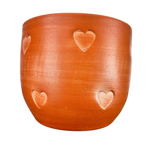 Bitki Tasarımı  Kalp Desenli Toprak Saksı Saksılık Salon Çiçeklik - 19 CM 4