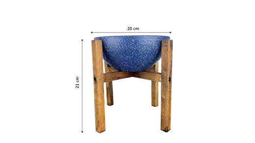 Bitki Tasarımı Ev Dekorasyon Lacivert Granit Aranjman Sunumluk Toprak Saksı 4 Ayaklı 20 Cm Çap 2
