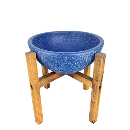 Bitki Tasarımı Ev Dekorasyon Lacivert Granit Aranjman Sunumluk Toprak Saksı 4 Ayaklı 20 Cm Çap 4