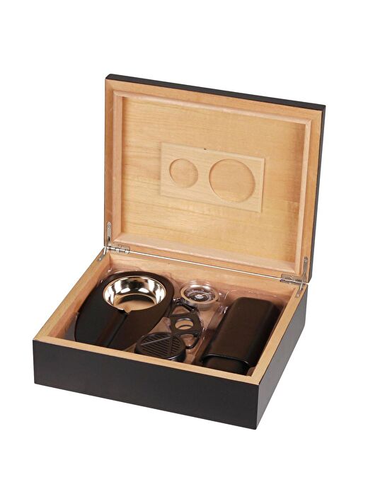 Cedar Alman Puro Kutusu Humidor Seti Siyah 25's 2