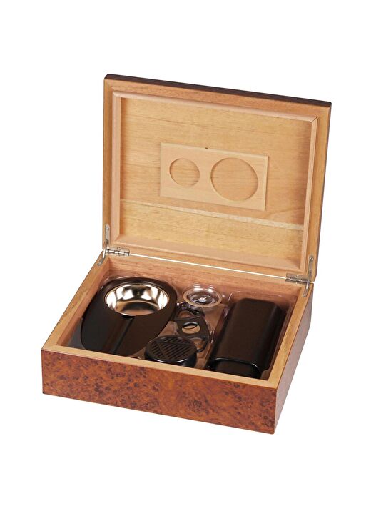 Cedar Alman Puro Kutusu Humidor Seti Kahve 25's 2