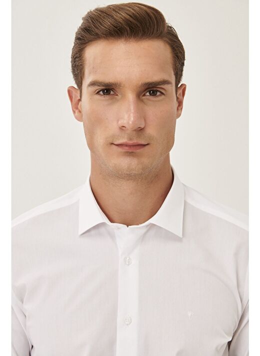 Erkek Siyah Kolay Ütülenebilir Non-Iron Pamuklu Slim Fit Dar Kesim Klasik Yaka Gömlek 2