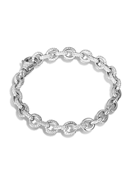 Lia Pave Taşlı Kalın Zincir Bileklik/1 mikron 18 Ayar Altın/Rodyum Kaplama (925 A.Gümüş Üzerine) 1