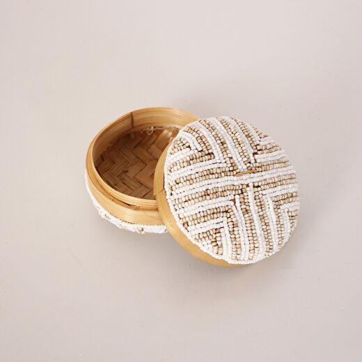 Bali Boncuklu Bambu Saklama Kutusu 11x8 cm 1