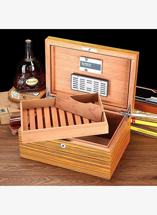 Sikarlan Cedar Puro Kutusu Humidor Mat Zebrano Wood 150s 2